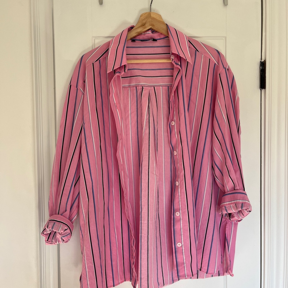 Zara Pink and Black Striped Shirt
